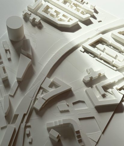 Biała makieta urbanistyczna Schönebergu, Berlin · LEM STUDIO